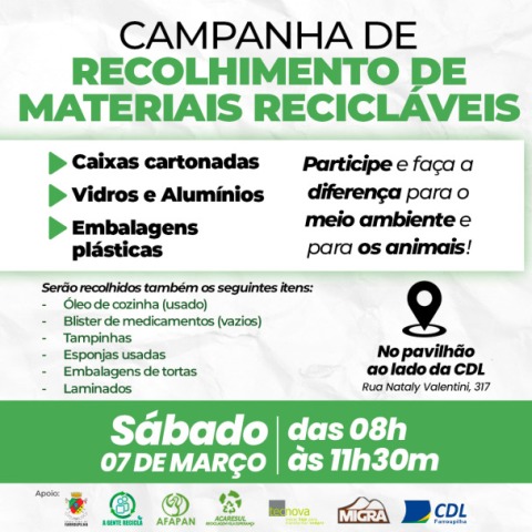 Foto notícia Campanha de Recolhimento de Materiais Recicláveis ocorre neste sábado em Farroupilha