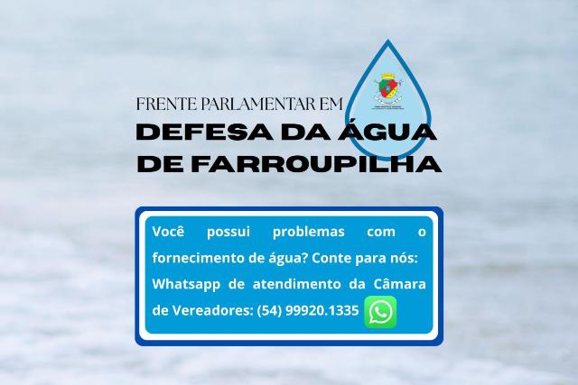 Foto notícia Câmara disponibiliza canal para coleta de dados a Frente de Defesa da Água
