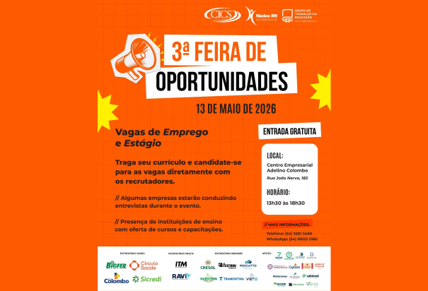 Foto notícia CICS Farroupilha promove conexão entre empresas e profissionais na 3ª Feira de Oportunidades