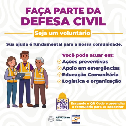 Foto notícia Inscrições para Cadastro de Voluntários da Defesa Civil seguem abertas em Farroupilha