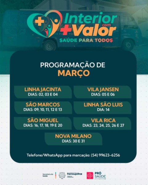 Foto notícia Unidade Móvel de Saúde estará em seis comunidades durante o mês de março